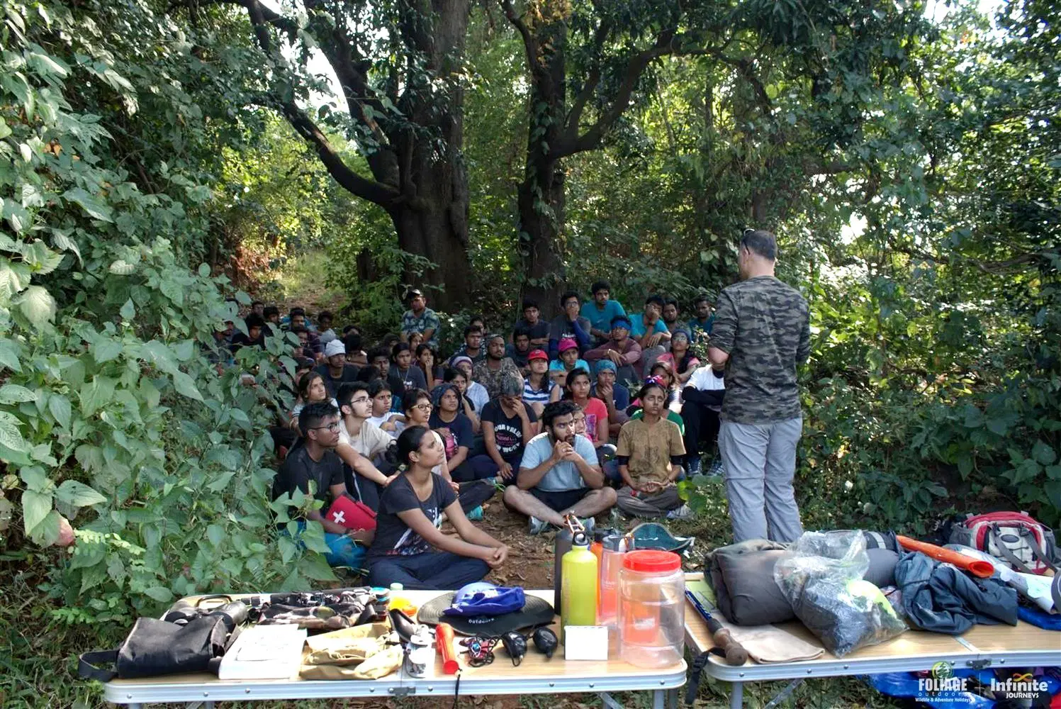 Volunteer training session in an outdoor community space
